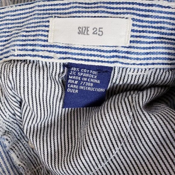 Madewell Hickory Stripe Jeans Size 25 Blue White Distressed Slim Straight - Picture 12 of 12